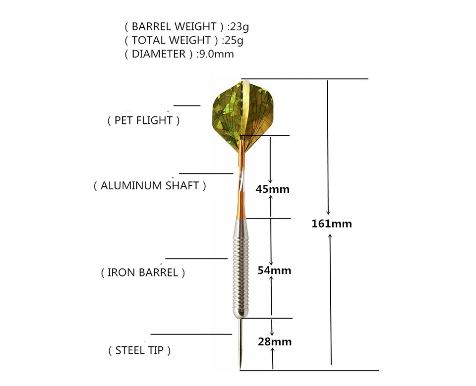 2 комплекта (6 шт) Профессиональные 22 грамма тип стальной наконечник Дартс с валом