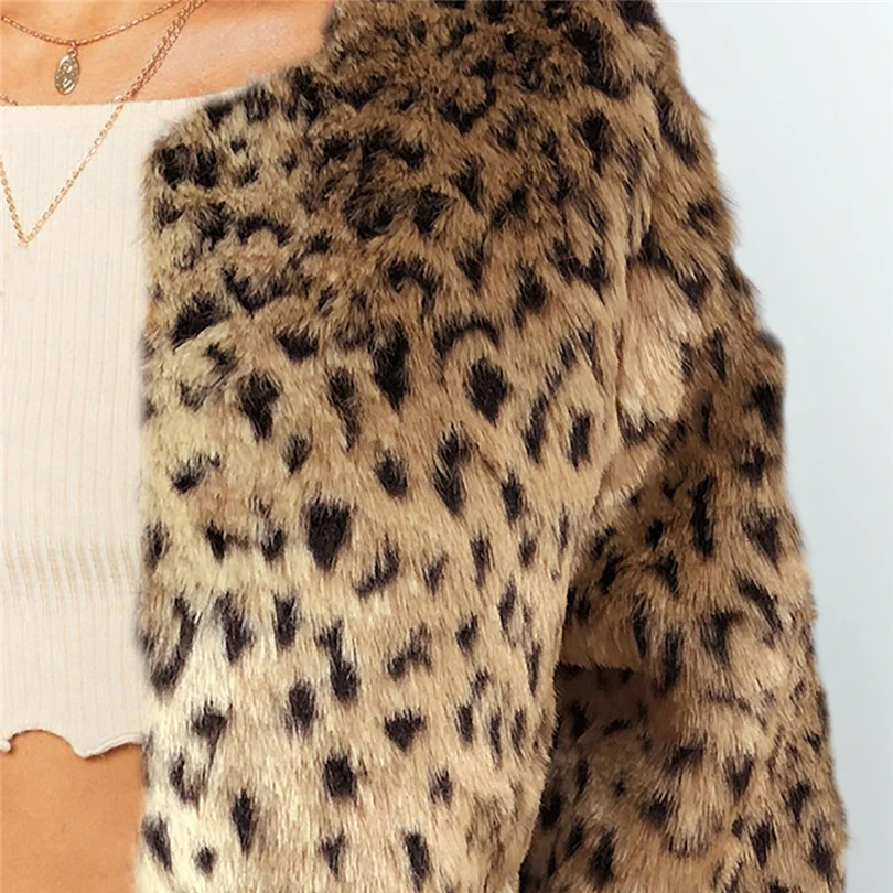 

Faux Fur Coat Women Small Fresh Temperamental Short Jacket Winter Speing Imitation Rabbit Short Outerwear Leopard Outcoat A40