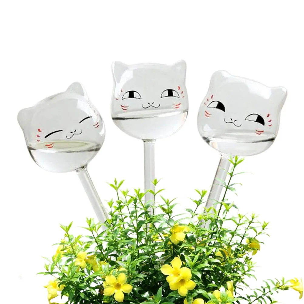 

3PCS Super Cute and Practical Cat-shaped Self Watering Bulbs Clear Glass Plant Water Plant Self-watering Tool