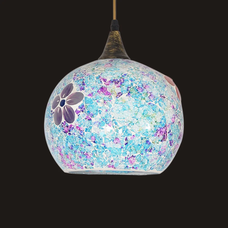 

25cm Bohemian Style Glass Lampshade Mediterranean Multicolor Pendant Lamp Corridor For Bedroom Single-head luminaire