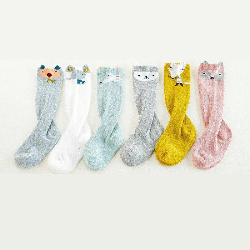 Calcetines de algod&oacute;n suave y s&oacute;lido para beb&eacute;, para ni&ntilde;os y ni&ntilde;as, medias hasta la rodilla, calentador de piernas de dibujos animados, Lazo de cinta, el&aacute;sticos-0
