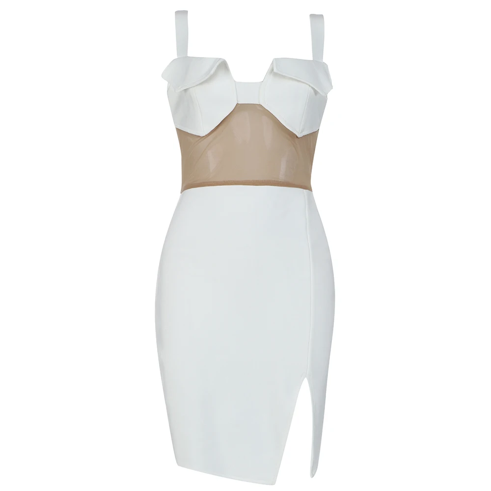 

New Summer 2021 Women Sexy Designer Lace Mesh Black White Bandage Dress High Street Elegant Mini Bodycon Party Dress Vestido