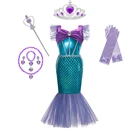 Платье принцессы Русалочки Ариэль для девочек, детский нарядный костюм на Хэллоуин, детская одежда для карнавала, дня рождения, летнее платье