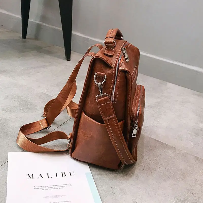 Женские рюкзаки из искусственной кожи сумка для колледжа винтажные женские