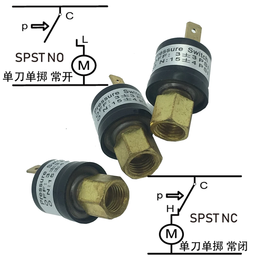 380PSI open and 290PSI closed pressure switches with auto reset is used for common R410a water chillers or air conditioner |
