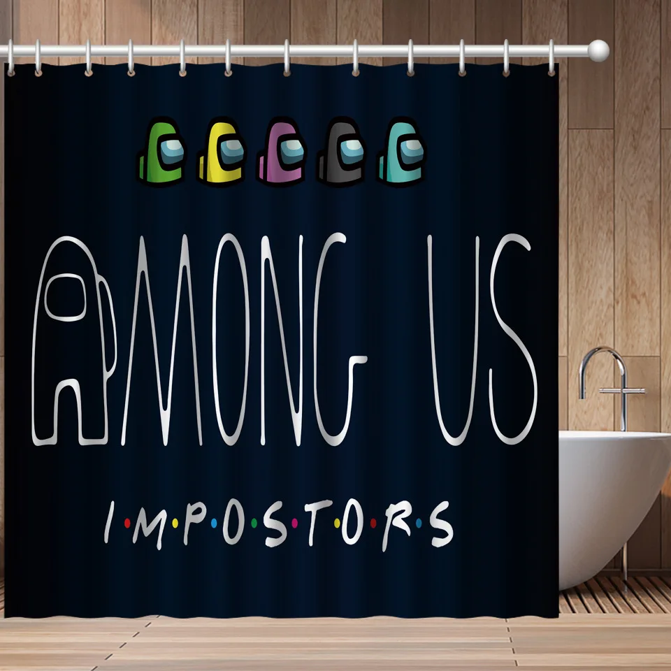 

Among US Shower Curtain Waterproof Bathroom Curtains Colorful Fabric Decorative Cartoon Game Bath Curtains Set
