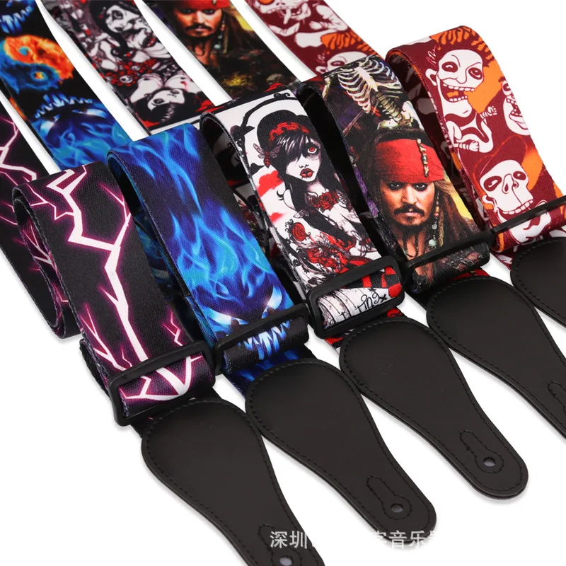 nylon pu leder gitarre strap für akustische elektrische gitarre und bass multi farbe gitarre gürtel einstellbare bunte druck straps free glo