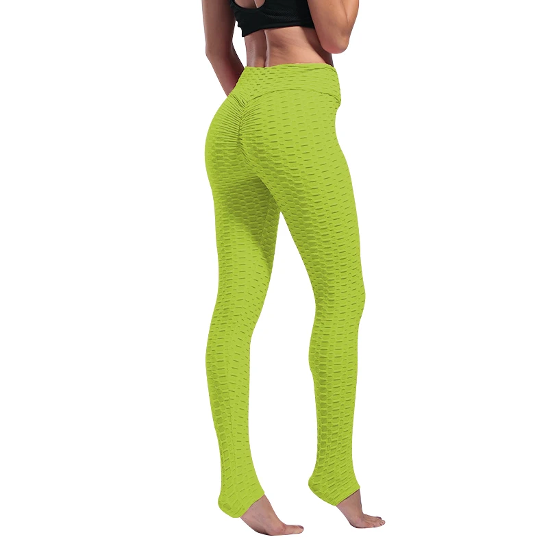 fluorescent green Женские леггинсы, антицеллюлитные, сексуальные, высокая талия, подтягивающие, обтягивающие штаны, обтягивающие, для тренировки, фитнеса - Цвет: fluorescent green