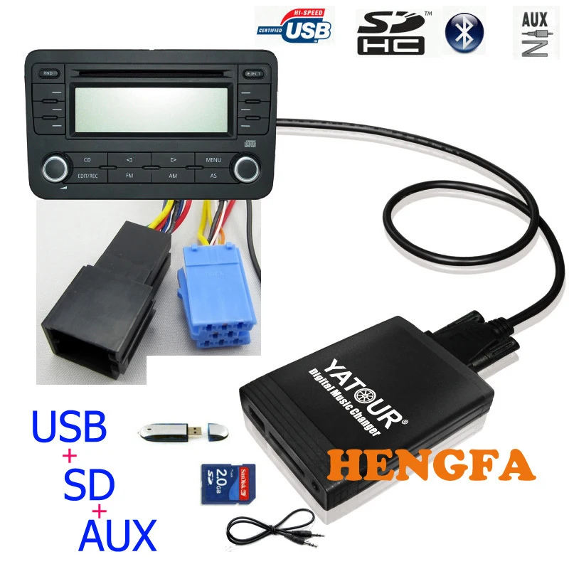 Автомобильный цифровой музыкальный переходник Yatour USB MP3 AUX адаптер для ISO 8 Pin VW Audi