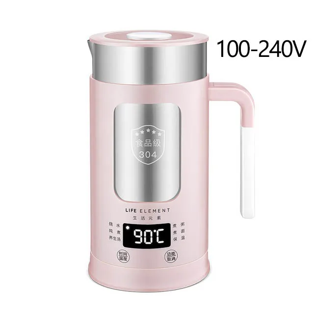 I28 pink 100-240V 600 мл мини многофункциональный электрический чайник, сохраняющий здоровье, стеклянный вареный чайник, бутылка для горячей воды, теплый чайник 220 В - Цвет: I28 pink 100-240V