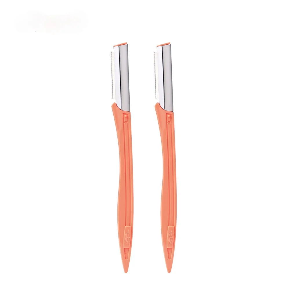 

2pcs Eyebrow Trimmer Shaper Makeup Knife Eyebrow Shaver Portable Facial Hair Remover Razor Eyebrow Trimming Knife