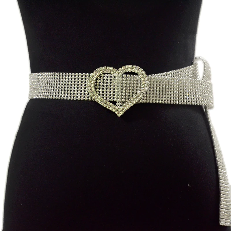 Rhinestone Belt New Fashion heart buckle Full Rhinestone Inlaid Belt soft W edding Gold Chain Bridesmaid Jewelry Belt