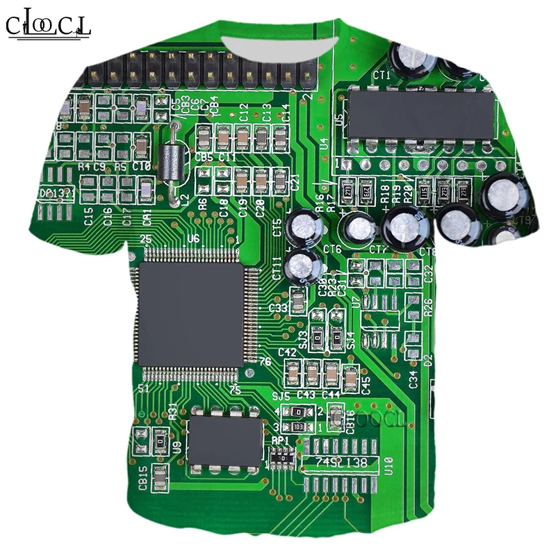 

HX Newest Summer Electronic Chip 3D Print Men Women T Shirt Casual Harajuku Streetwear Style T Shirt Pullover Tops