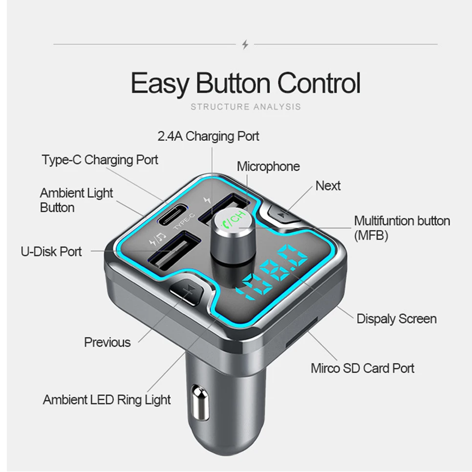 In The Car Charger Bluetooth Receiver For Home Speaker Headphone Adapter Hand Free Dual USB Fast for Phone | Автомобили и