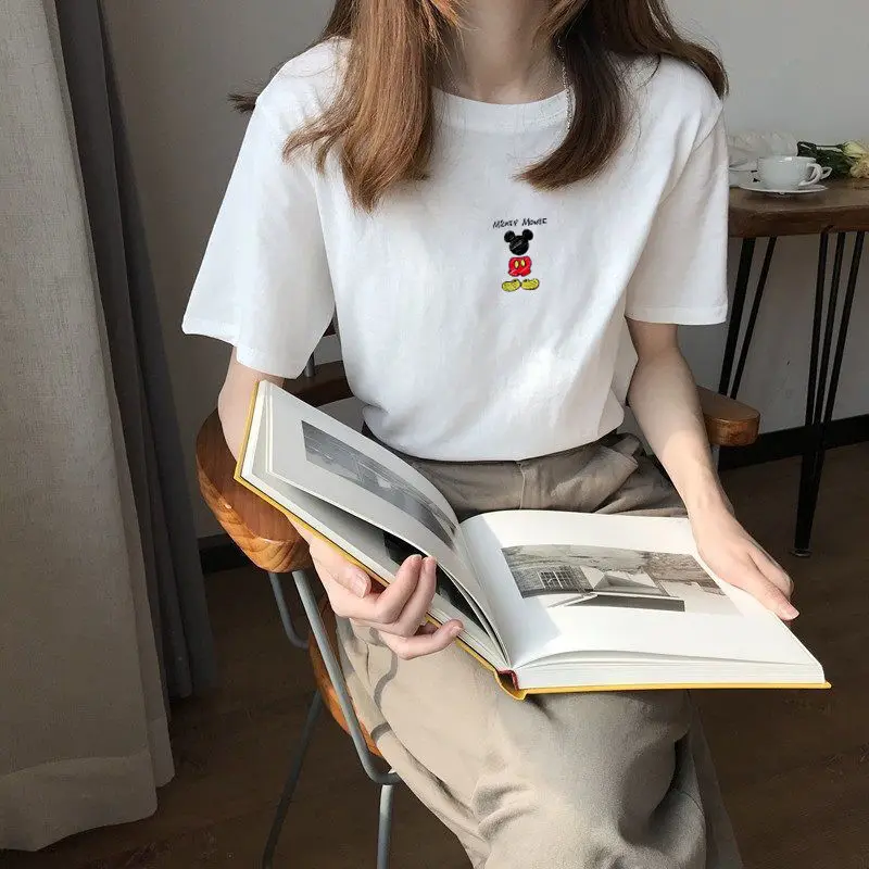 Футболка в Корейском стиле harajuku Kwaii женские блузки Короткие повседневные с