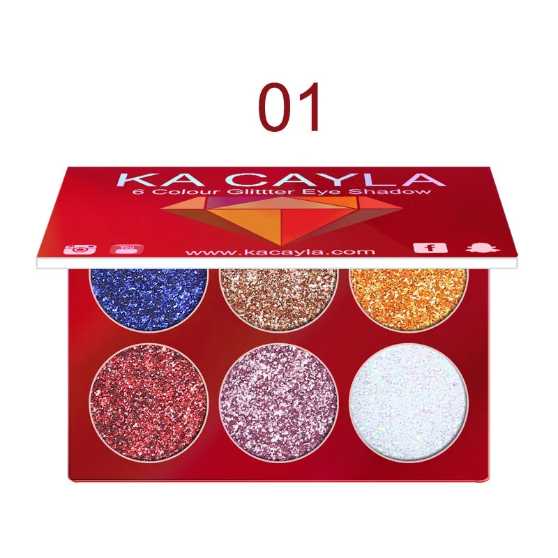 6 Colors Glitter Eyeshadow Makeup Pallete Matte Eye shadow Palette Shimmer and Shine Diamond Powder Pigment Cosmetics |