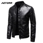 Мужская кожаная куртка, мотоциклетная куртка из искусственной кожи, уличная одежда с длинным рукавом, ветровка, для осени и зимы
