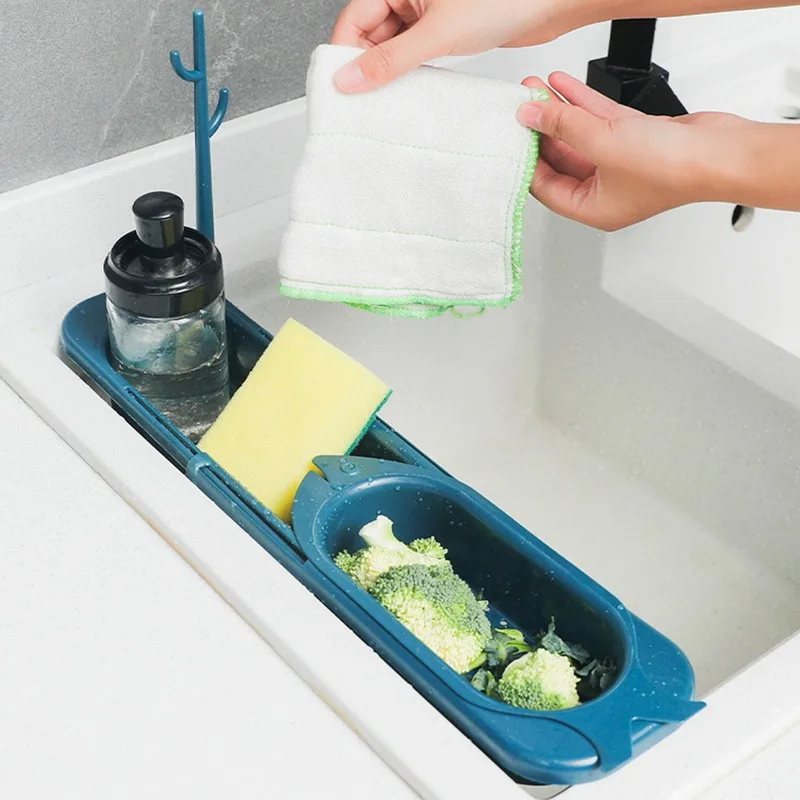 

Adjustable Kitchen Telescopic Sink Rack Organizer Drainer Rack Storage Basket Faucet Holder Bathroom Holder Sink Kitchen Tool