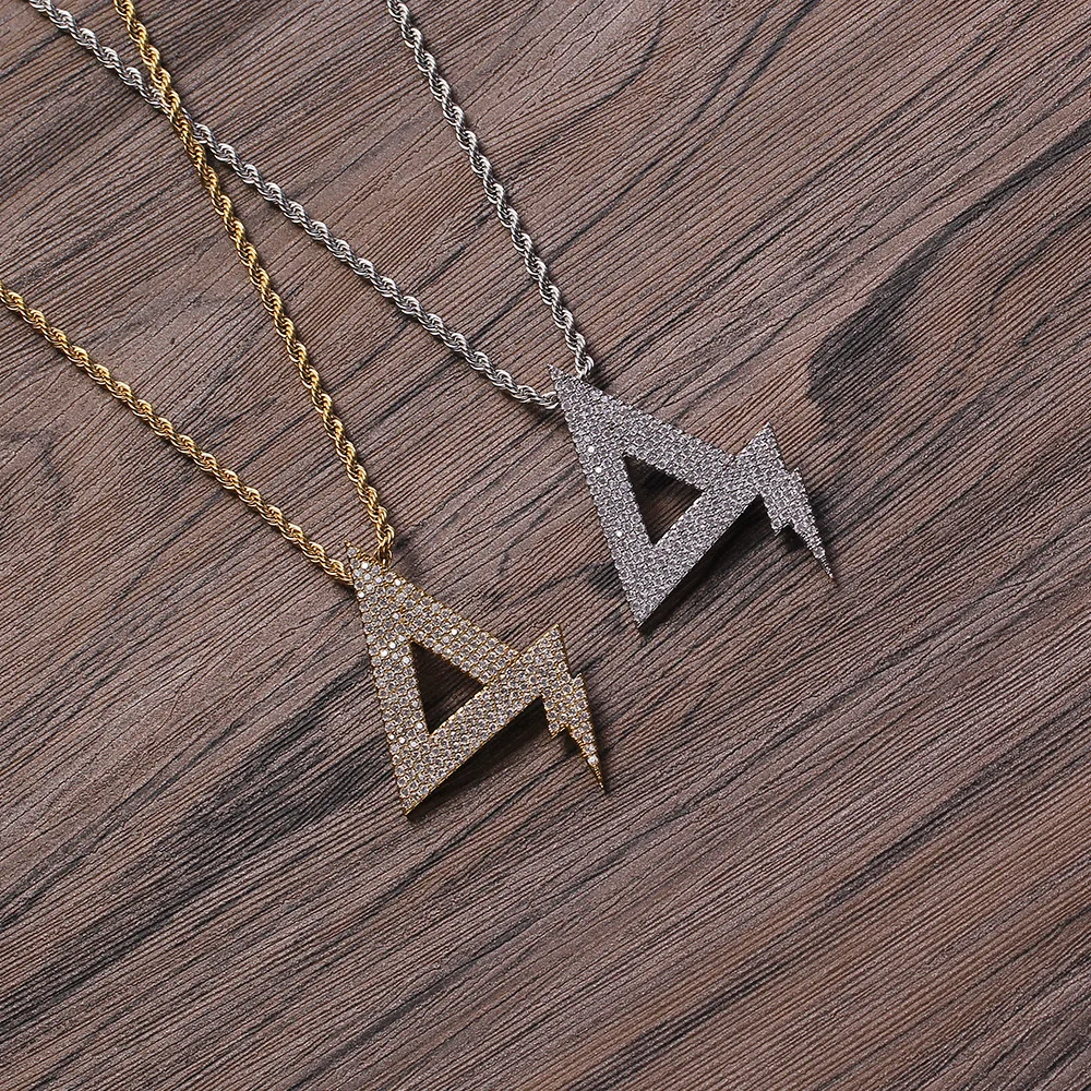 

Hip Hop Micro Paved Zircon Stones Triangle Pendants Necklaces Iced Out Bling Necklace for Men Rapper Unique Jewelry Gifts