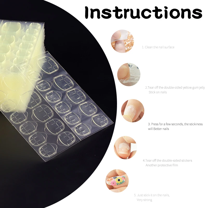2/5 листов водостойкий клей для ногтей желтые желеобразные двусторонние клейкие