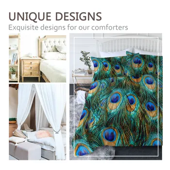 BlessLiving Peacock Feather Cool Blanket Bird Bedspread Aqua Blue Turquoise Air-conditioning Duvet Fantasy Sparkly Summer Quilt 5