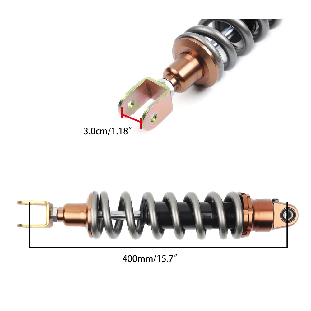 

Wotefusi Compatible to Suzuki New Shock Absorber 1 Piece 400mm with 1.18 inches Clevis End Motorcycle Part for Bike Grey