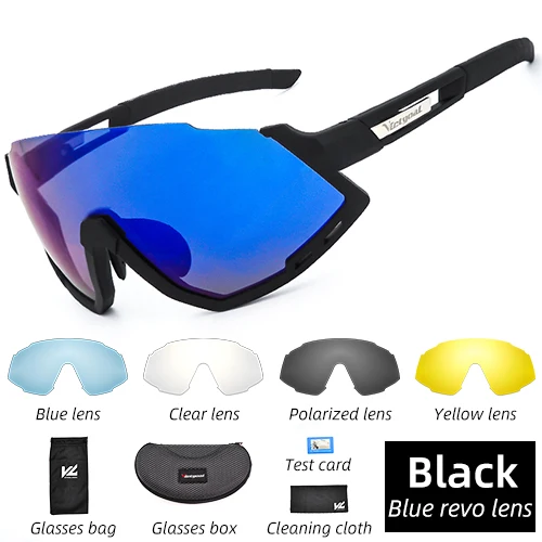 Black Glasses VICTGOAL поляризационные велосипедные солнцезащитные очки для шоссейного горного велосипеда мужские очки UV400 5 линзы для велоспорта очки для вождения и бега - Цвет: Black Glasses