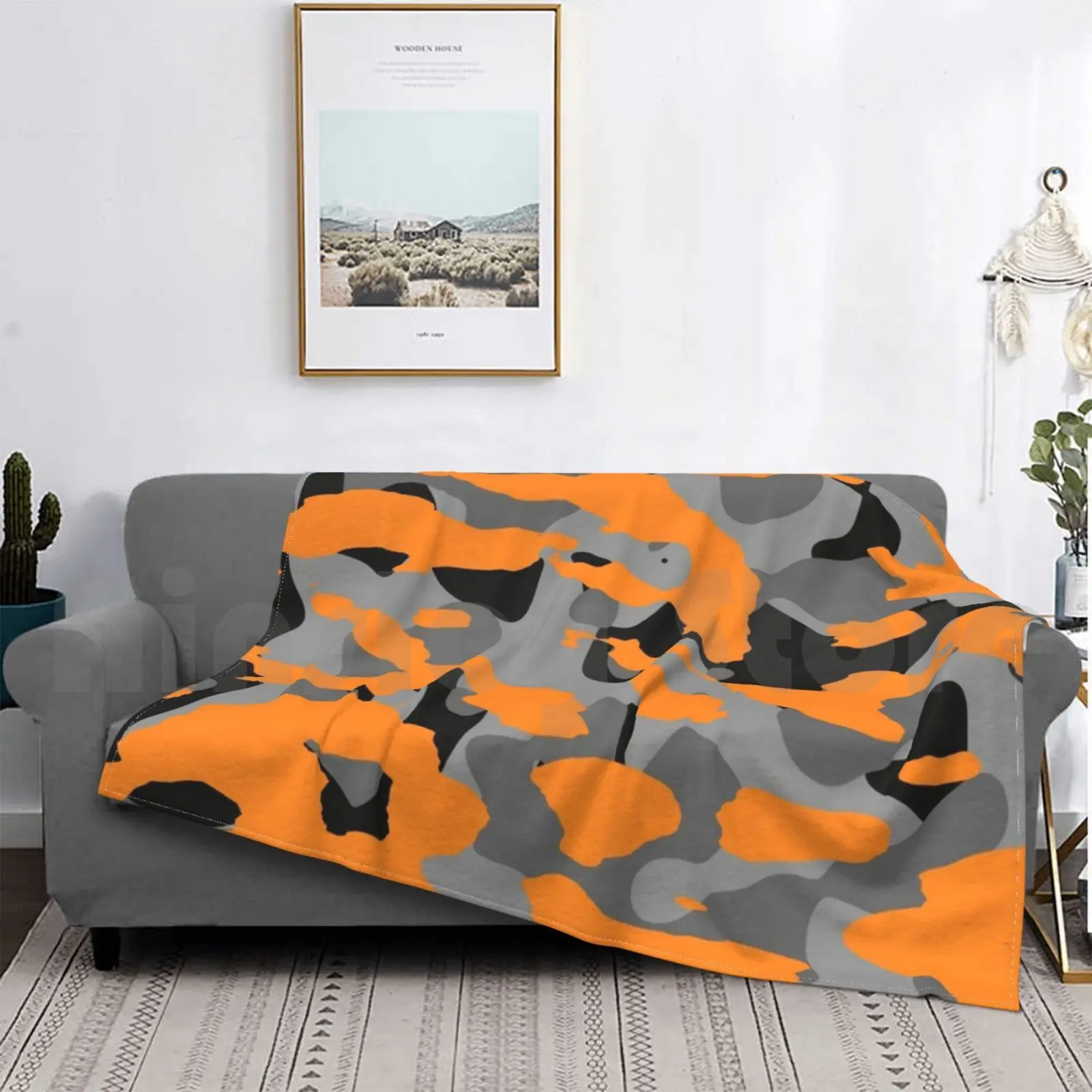 Оранжевое камуфляжное одеяло для дивана-кровати оранжевое охотничье женщин и