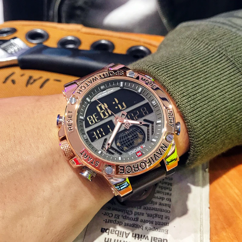 Часы наручные NAVIFORCE Мужские кварцевые люксовые брендовые водонепроницаемые