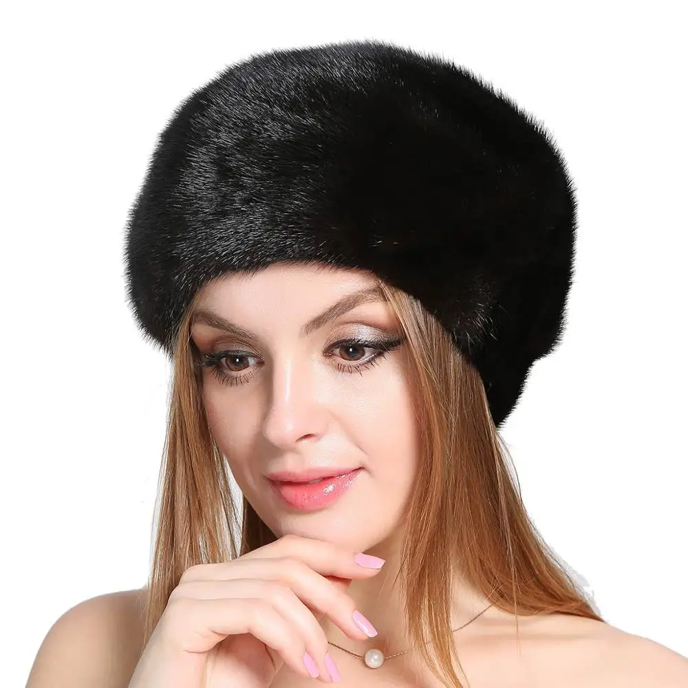 

2019 Yiwu New Fashion 2 Colors Whole Watermelon Cap Mink Fur Knitted Hat Mink Fur Winter Hat Winter Head Warmer Hat