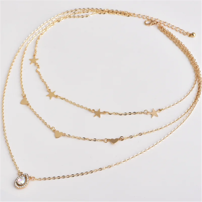 

Temperament Multi-layer Five-pointed Star Heart Shape Pendant Necklace Jewelry Accessories