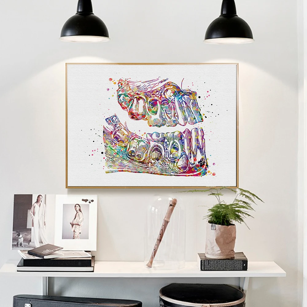 Стоматологическая художественным принтом зубов анатомии wall Art зубного ряда медицинский арт зубы корни молярная резцов для стоматологической клиники холст для живописи