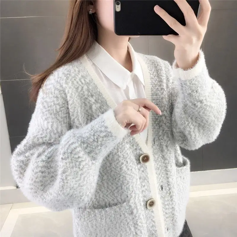 

Cardigan Sweater Women's Autumn Winter New Loose Cute Long Sleeve Women Clothing Knitted Jacket Sweaters Casaco Feminino X562