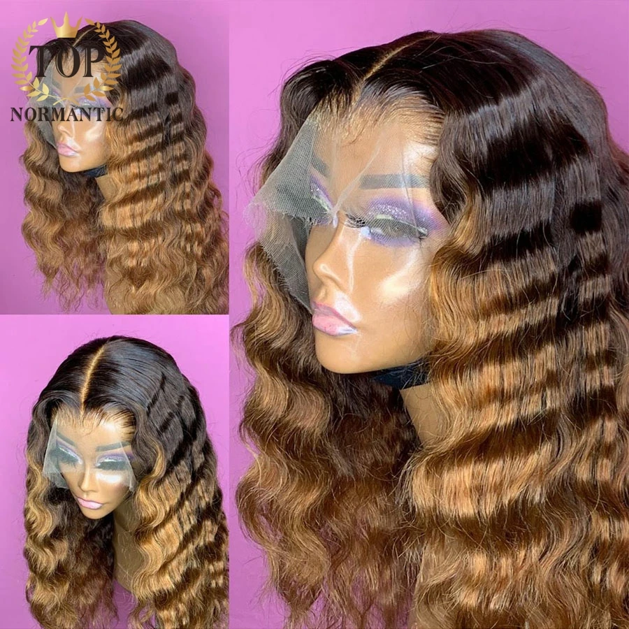 Topnormantic Ombre кружевные передние парики Remy человеческие волосы парик 2 тона глубокие