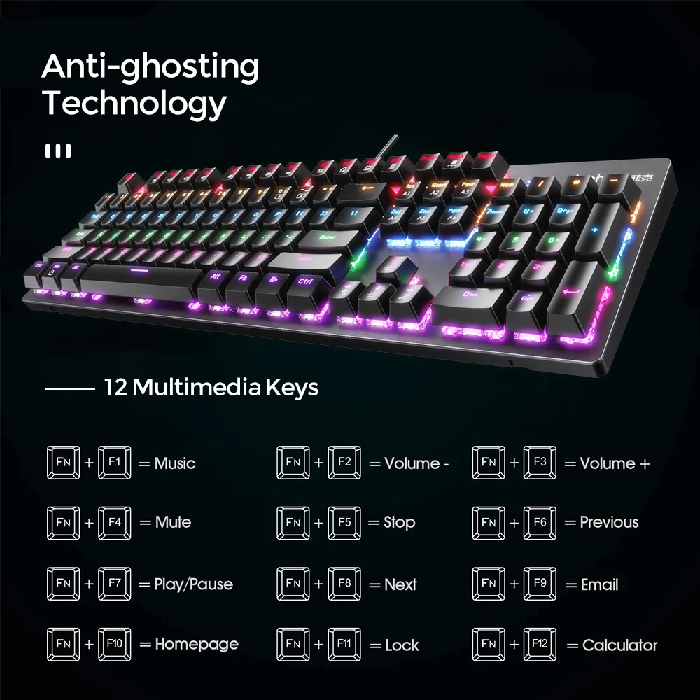 

104 клавиши игровая механическая клавиатура Профессиональная USB Проводная RGB подсветка оси черный/синий переключатель для любителей компьют...