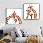 Картины на холсте, жираф, семья, любовь друг к другу, плакаты и принты в современном стиле, настенные картины для гостиной, домашний декор