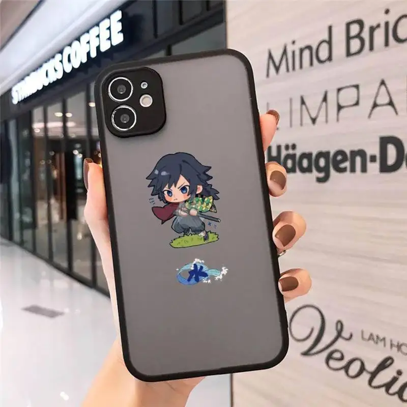 

Cute cartoon ghost slayer Phone Cases matte transparent For iphone 7 8 11 12 plus mini x xs xr pro max cover