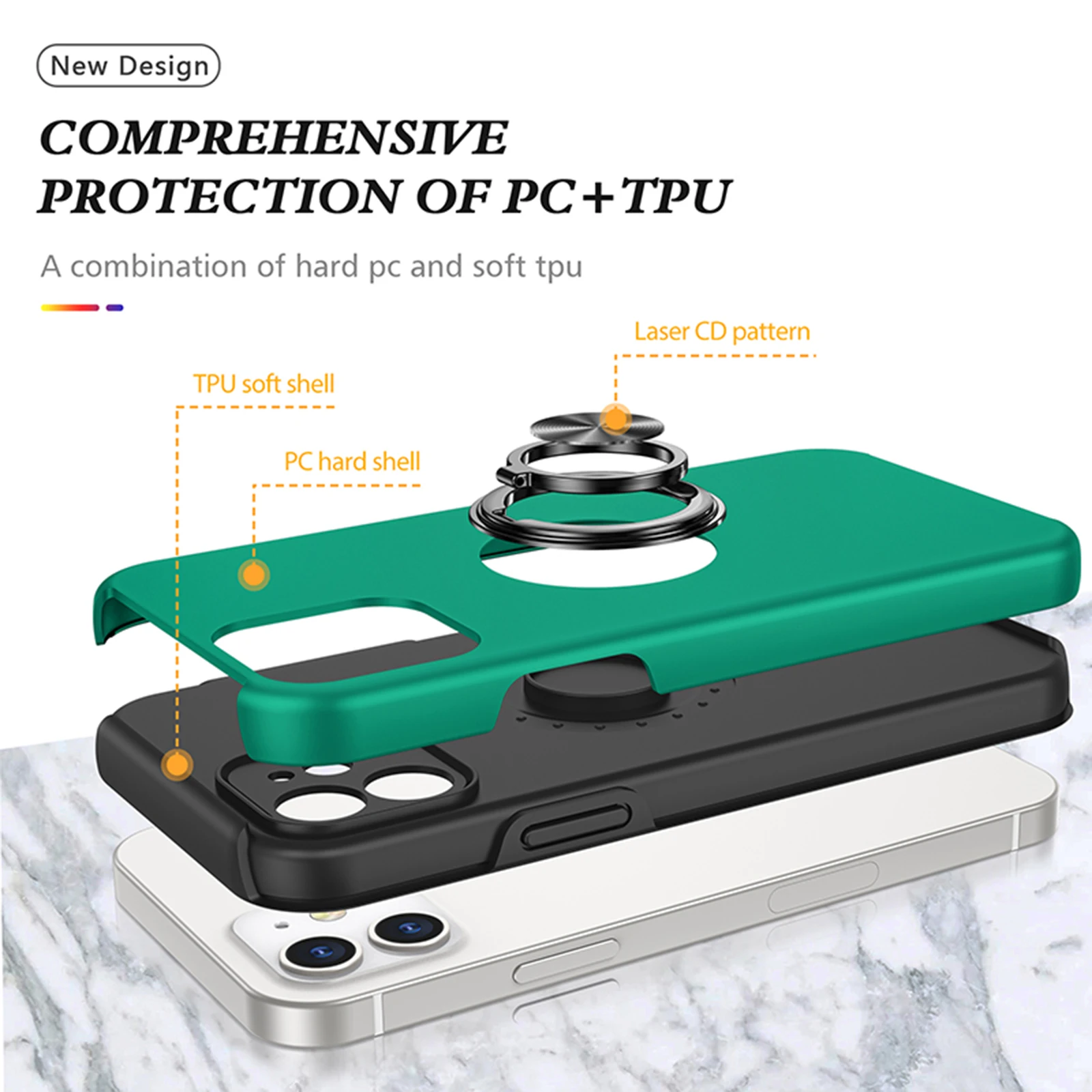 ZSHOW TPU Case for iPhone 13 Pro Max SE 2020 11 12 Pro Max XR XS Max Case for Man - PC Back with Magnet Ring Holder Shockproof