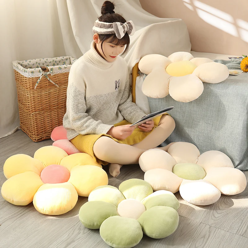 

Kawaii Beautiful Macaron Flower Plush Pillow Toy Cartoon Plant Stuffed Doll Chair Cushion Sofa Kids Gifts Home Decoration