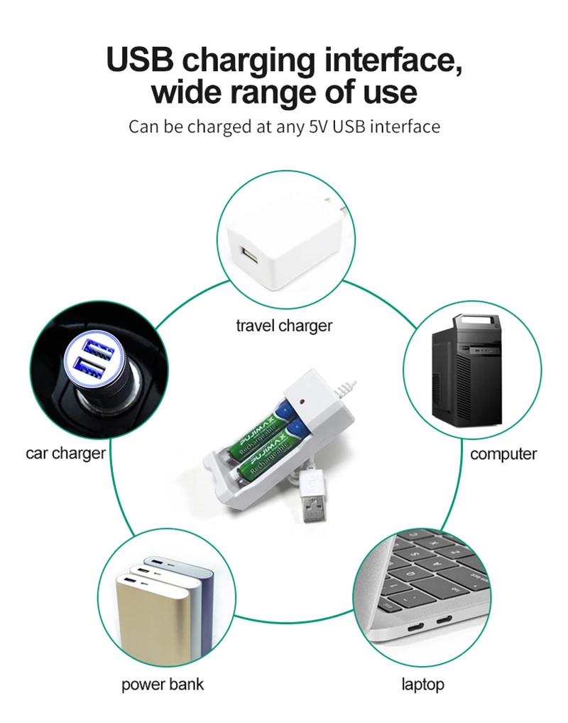 PHOMAX USB 2 слота 1 V Портативный быстро с линией аккумуляторная батарея аа ААА