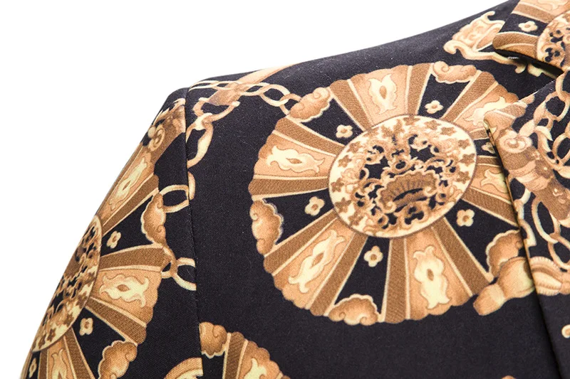 Винтажный черный золотистый цветочный блейзер в стиле барокко мужской свадебный