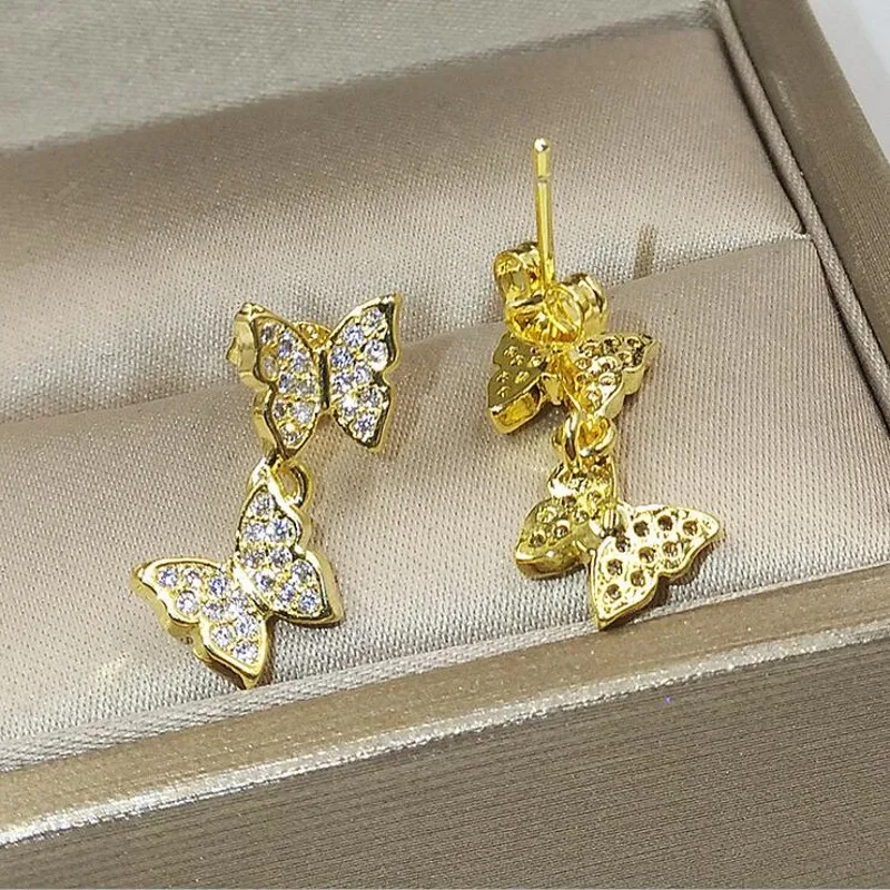 Модные серьги бабочки ручной работы из стерлингового серебра 925 пробы с