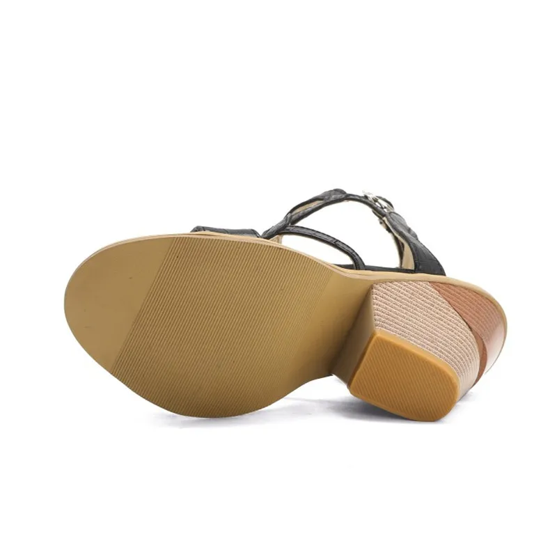

10cm High Heel Women Shoes Woman Belt Buckle Embellishment Sandals Round Toe Cut Out Hole Platform Sandals Wedge Fashion Shoes