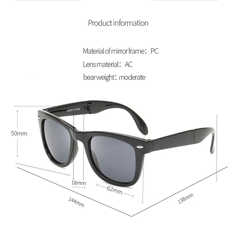 

Brand Vintage Sunglasses Men Shades For Women Driver Sun Glasses Travel Visor Retro Sun Glass Fold Eyewear UV400 Mirror
