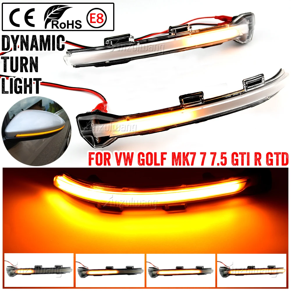 

2 Pieces Side Mirror Indicator Dynamic Blinker LED Turn Signal Light For VW Golf 7 MK7 7.5 GTI R Sportsvan Touran L II