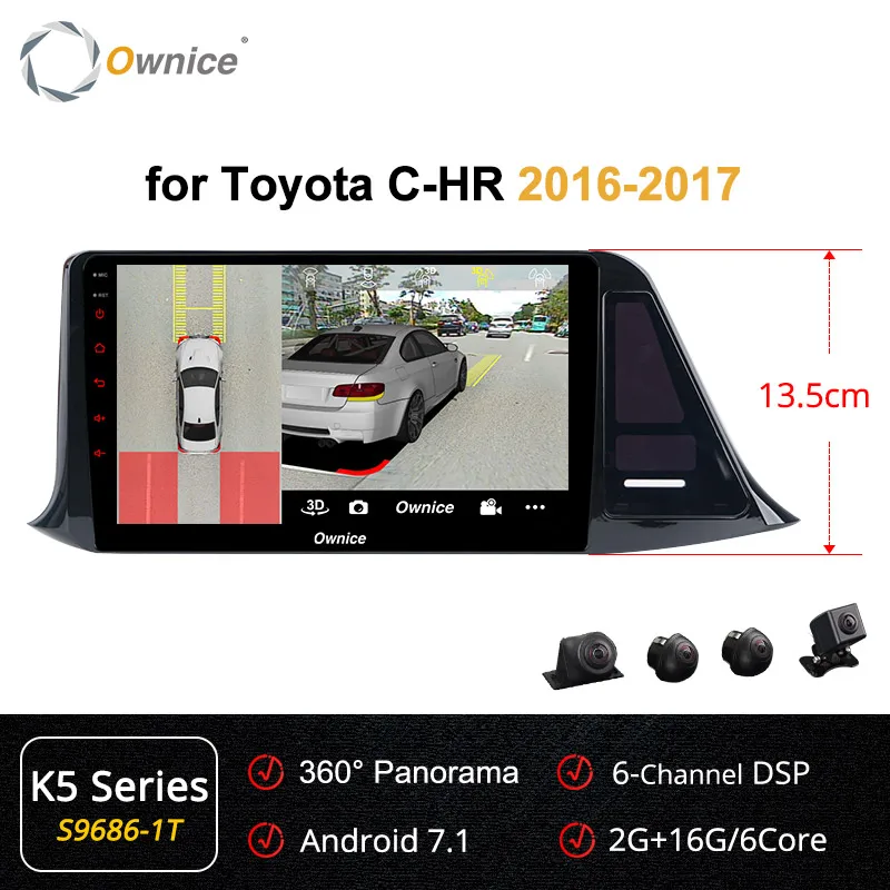 S9686-1 K5 Ownice автомобильный dvd для Toyota C-HR C HR K3 K5 K6 Car Android 9,0 Радио Аудио gps плеер Navi Стерео Мультимедиа 4 аппарат не привязан к оператору сотовой связи - Цвет: S9686-1 K5