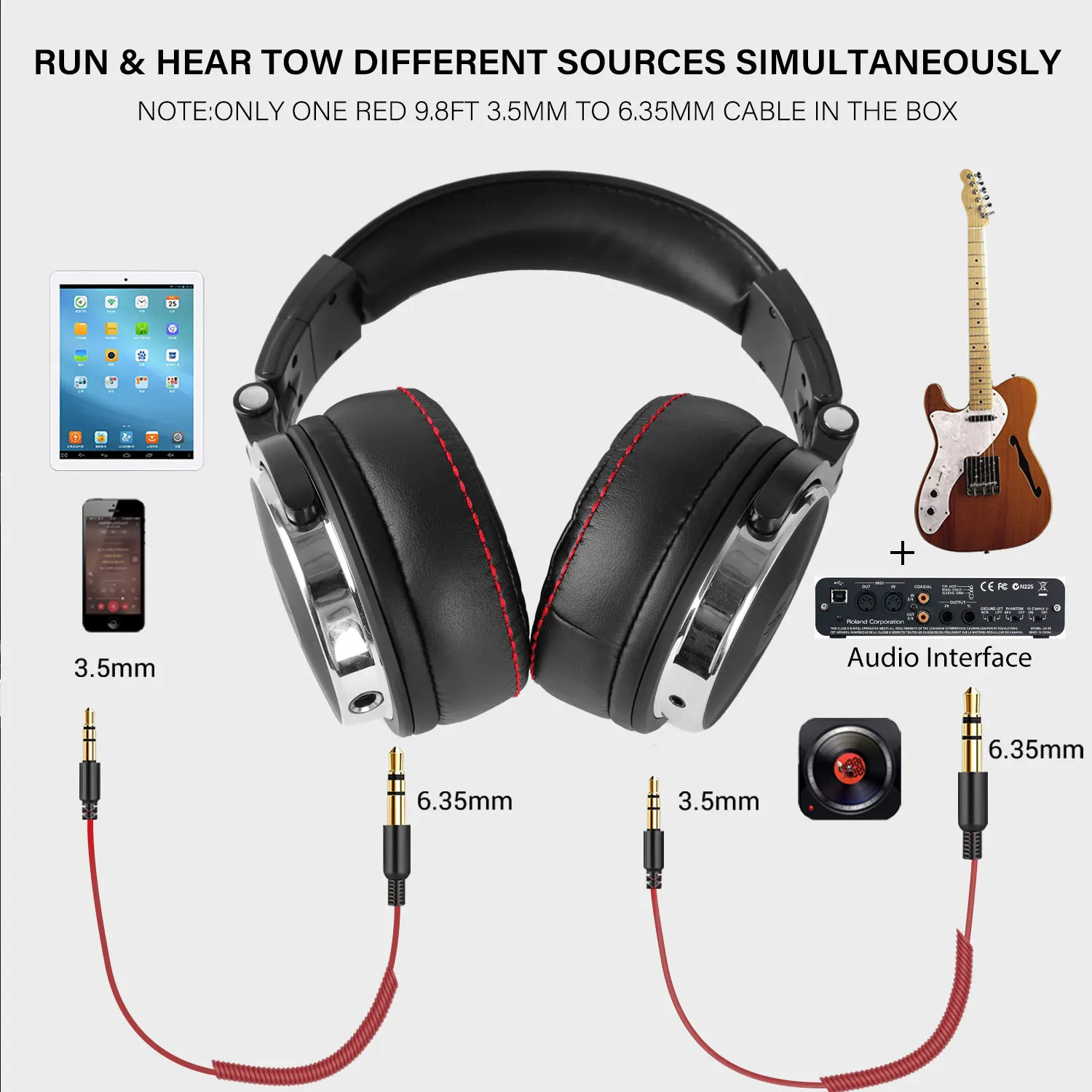 

Ear Headphones Hifi Studio DJ Headphone Wired Monitor Music Gaming Headset Earphone For Phone Computer PC With Mic