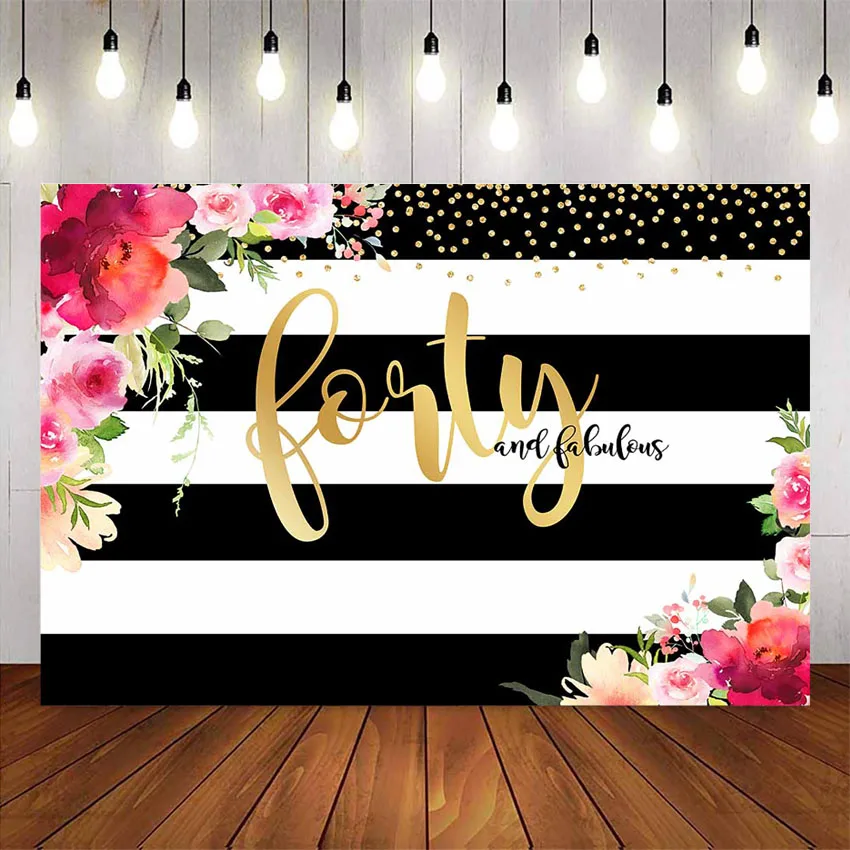 

Forty fabulous backdrop black and white stripe background for photo studio rose flower birthday party decoration supplies