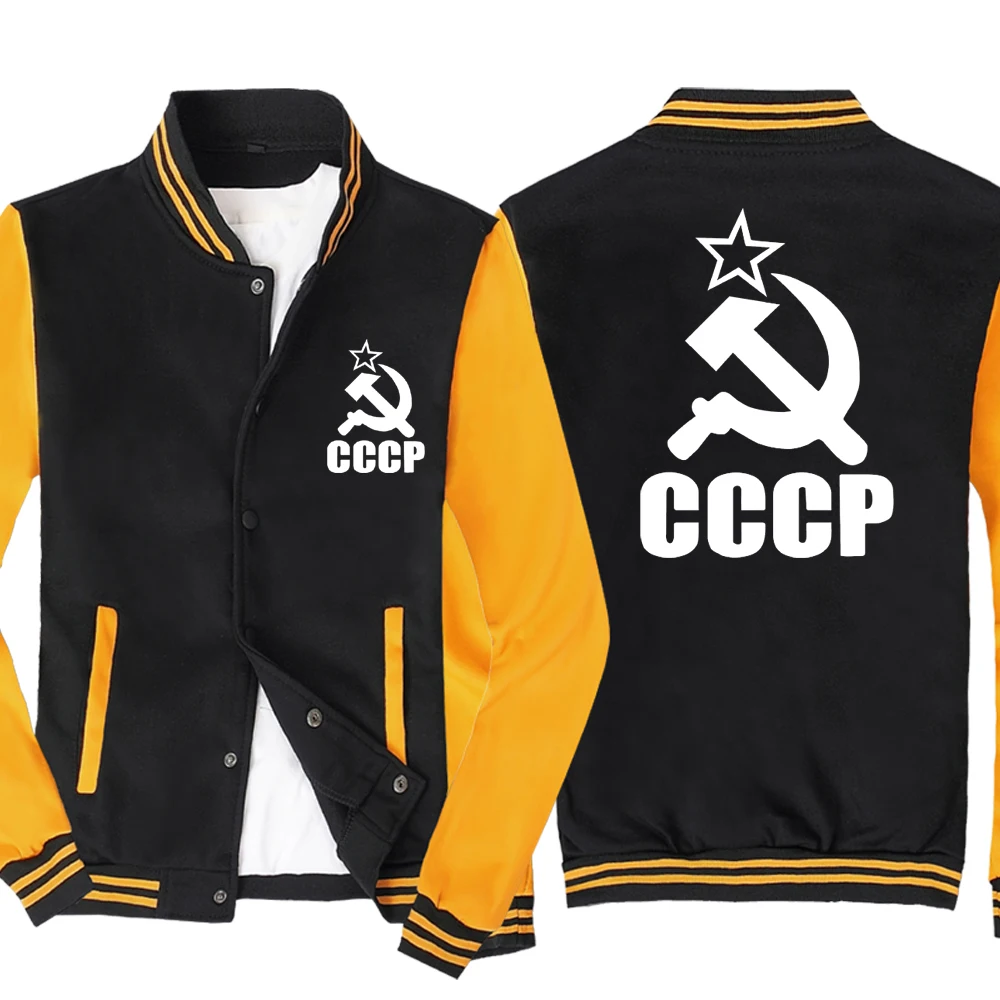 

NEW Fashion Spring Autumn Men CCCP Logo Baseball Jacket Sportswear Casual Sweatshirt Hip Hop Harajuku Uniform 3 Colors