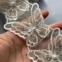 10x ivory lace trim ribbon mesh bowknot rhinestones embroidered patches applique fabric diy wedding dress sewing supplies 5 5cm
